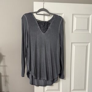 Women's Gray Long Sleeve Top